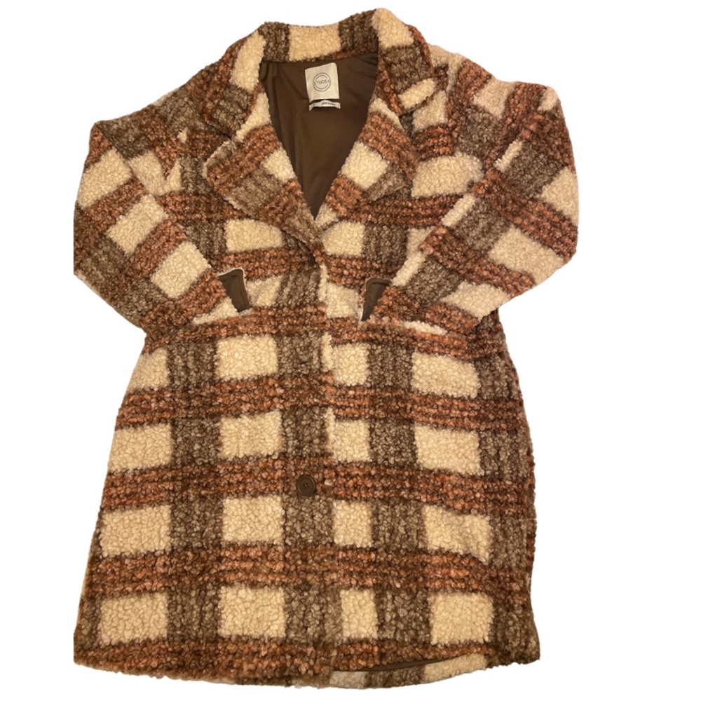 STOOSH✨ Large Brown plaid coat 🧥 this would look beautiful in the fall🍂